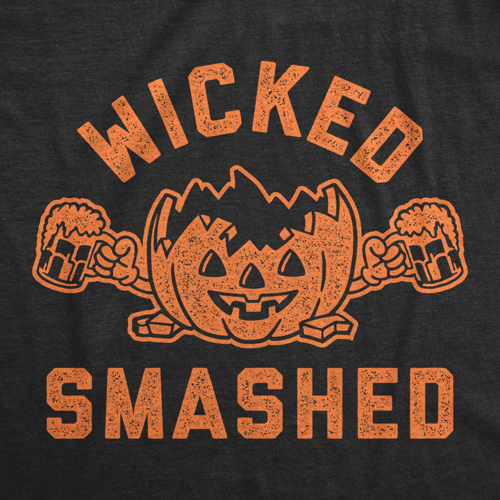 Mens Wicked Smashed Tshirt Funny Halloween Party Pumpkin Beer Drinking Graphic Tee Image 2