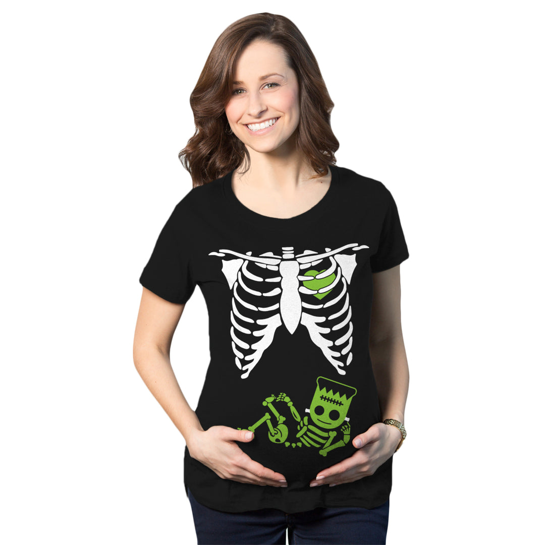 Maternity Frankenstein Baby Bump Fall Film Movie Cute Halloween Pregnancy Tshirt Image 1