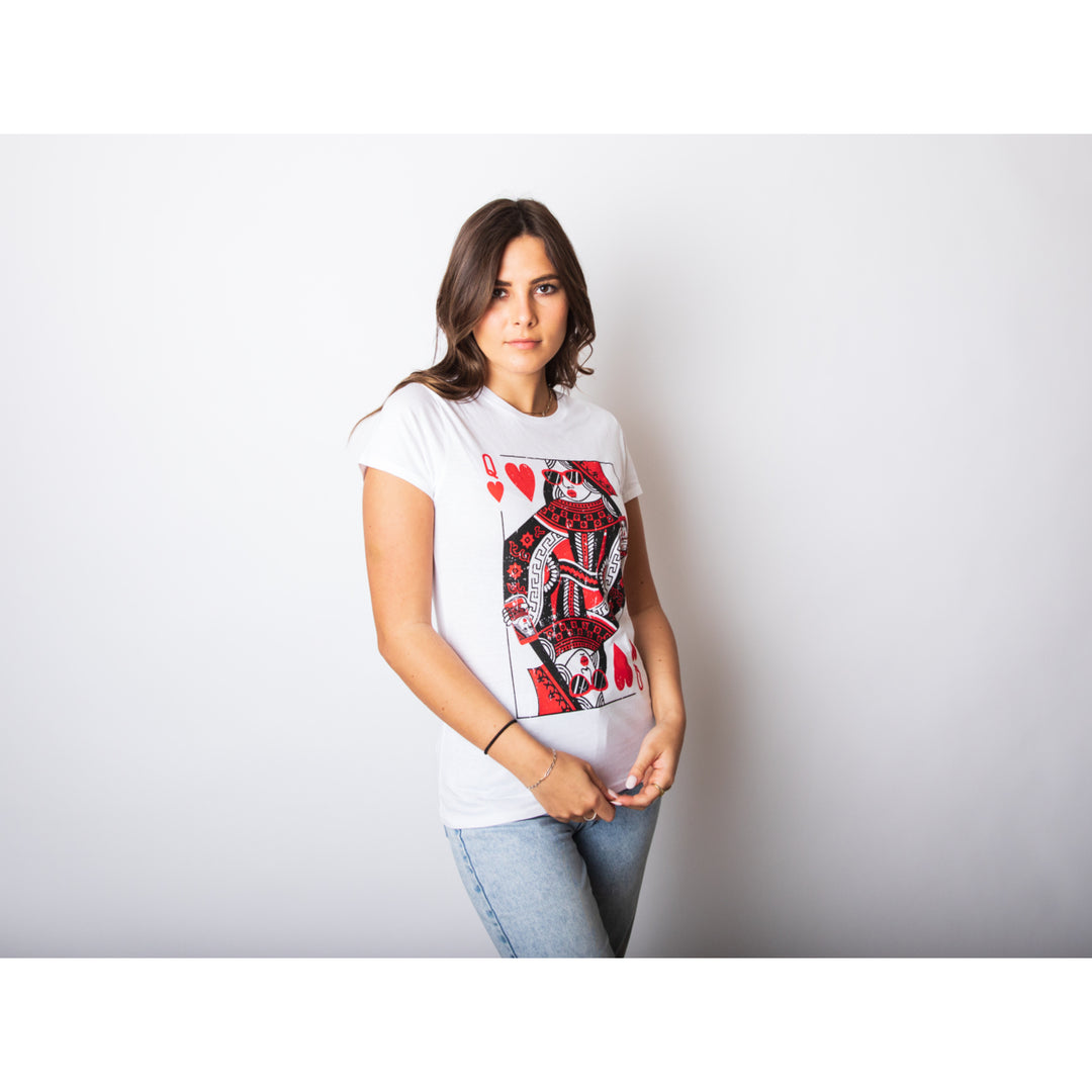 Womens Queen Of Hearts T shirt Funny Vintage Graphic Cool Cute Tee for Ladies Image 4