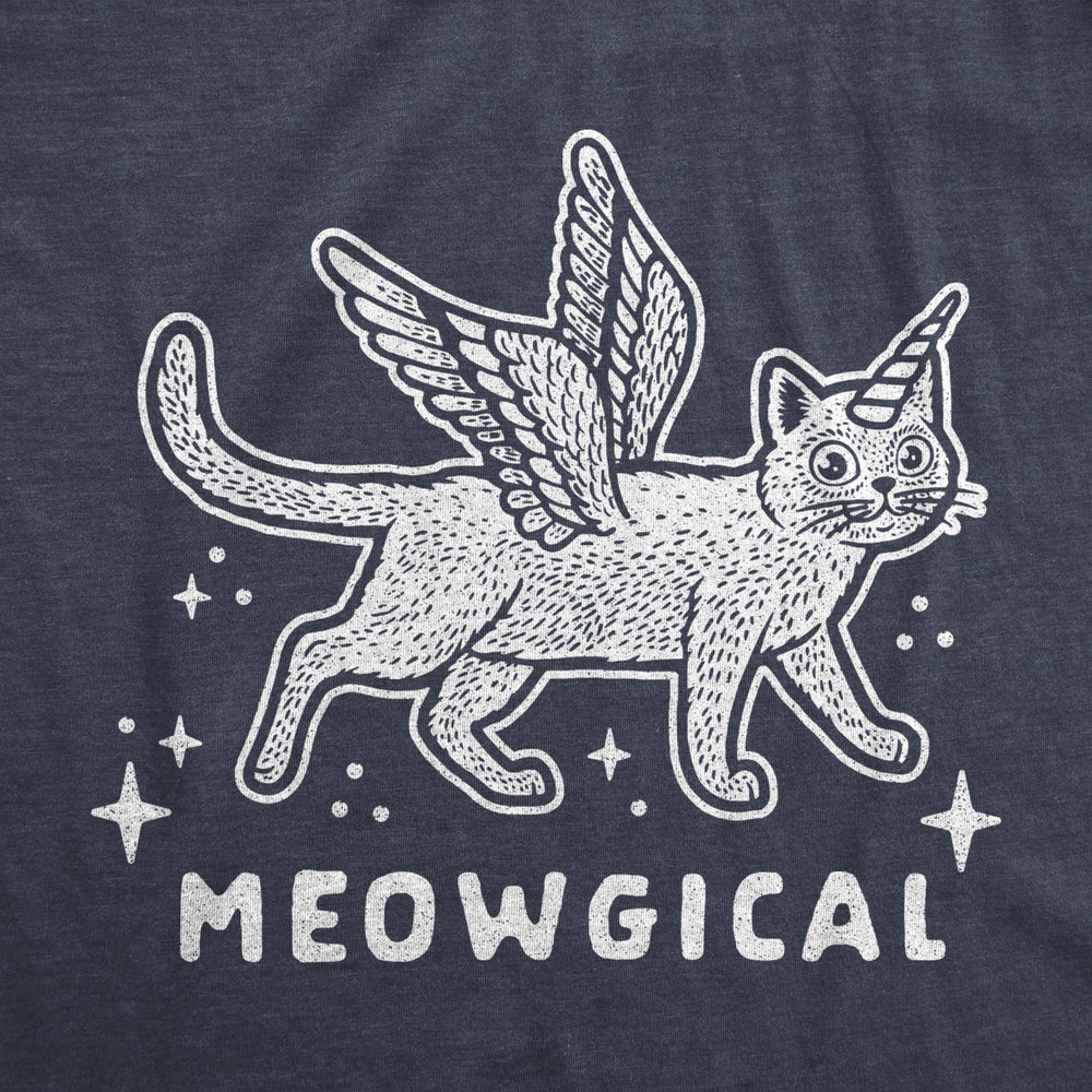 Womens Meowgical Tshirt Funny Magical Cat Unicorn Pet Kitty Lover Graphic Tee Image 2