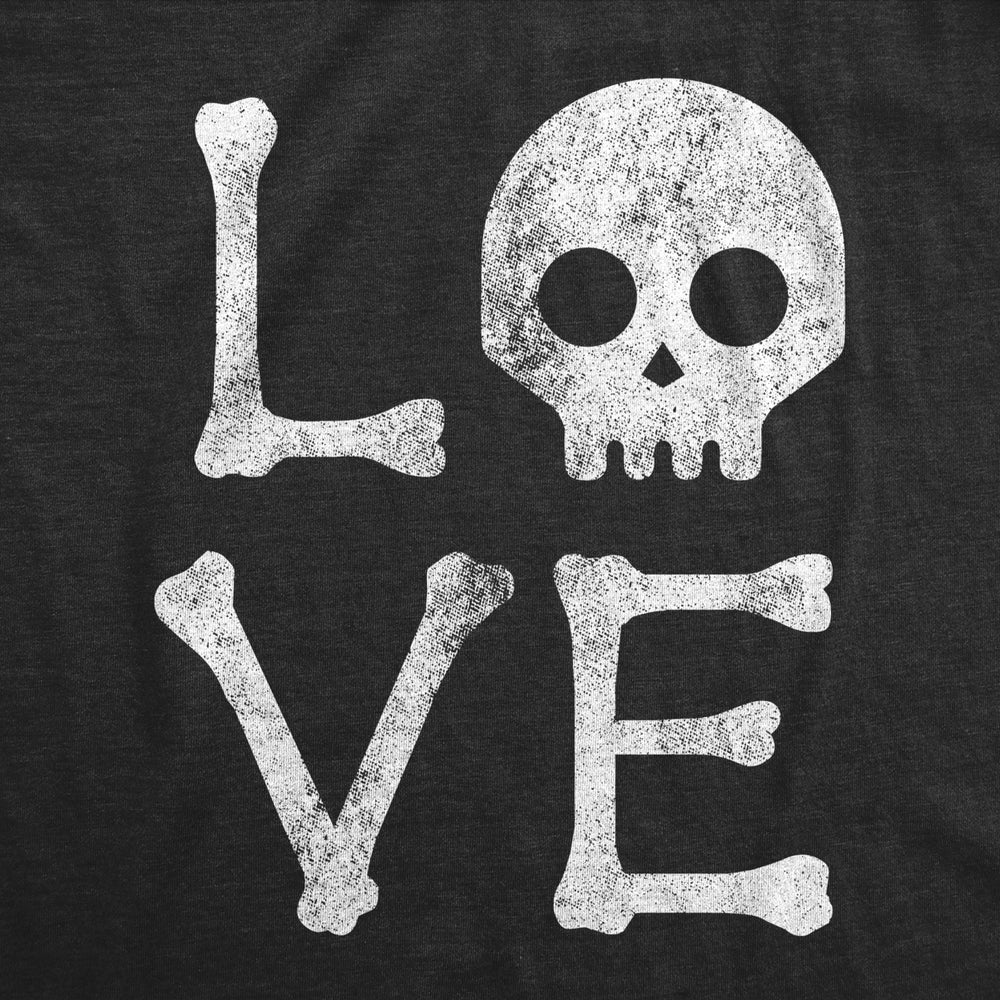 Womens Love Skull Tshirt Funny Skeleton Bones Halloween Party Graphic Tee Image 2