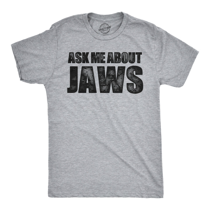 Mens Ask Me About Jaws Flip Up Tshirt Funny Ocean Shark Movie Tee For Guys Image 2