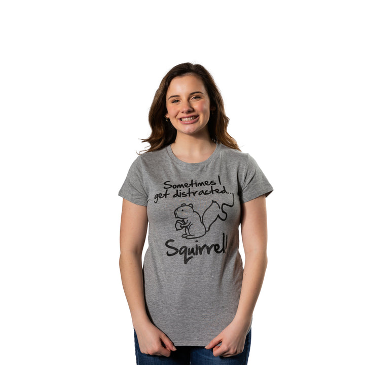 Womens Sometimes I Get Distracted Squirrel T Shirt Funny Animal Novelty Shirt Image 4