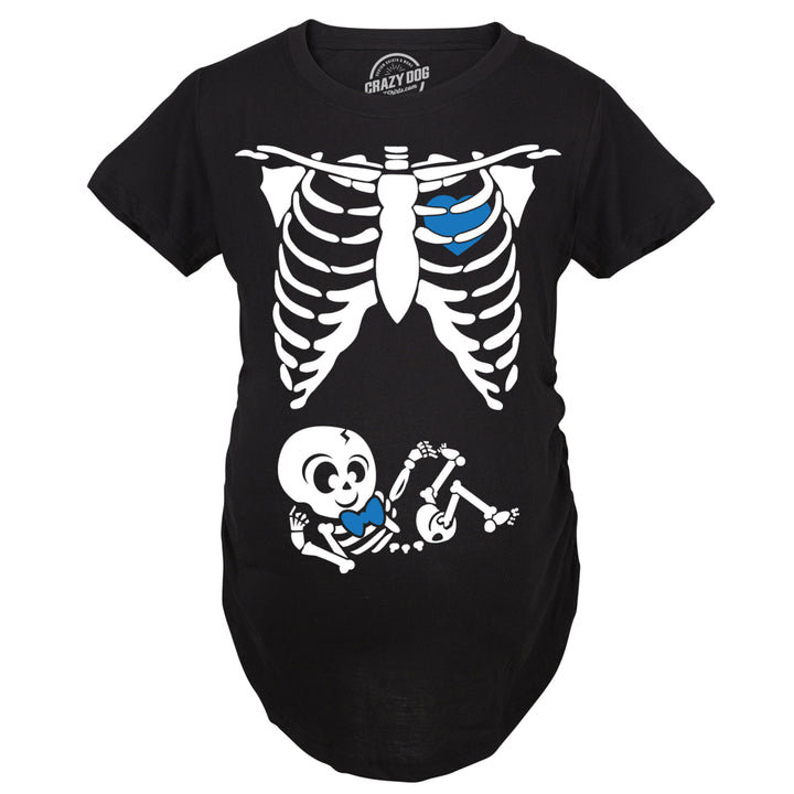 Maternity Baby Boy Skeleton Cute Halloween Pregnancy Bump Tshirt Image 4