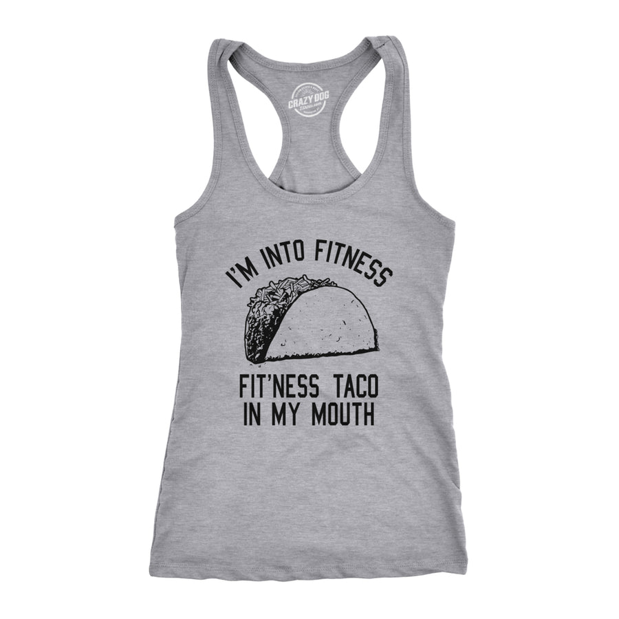 Womens Tank Fitness Taco In My Mouth Tanktop Funny Shirt Image 1