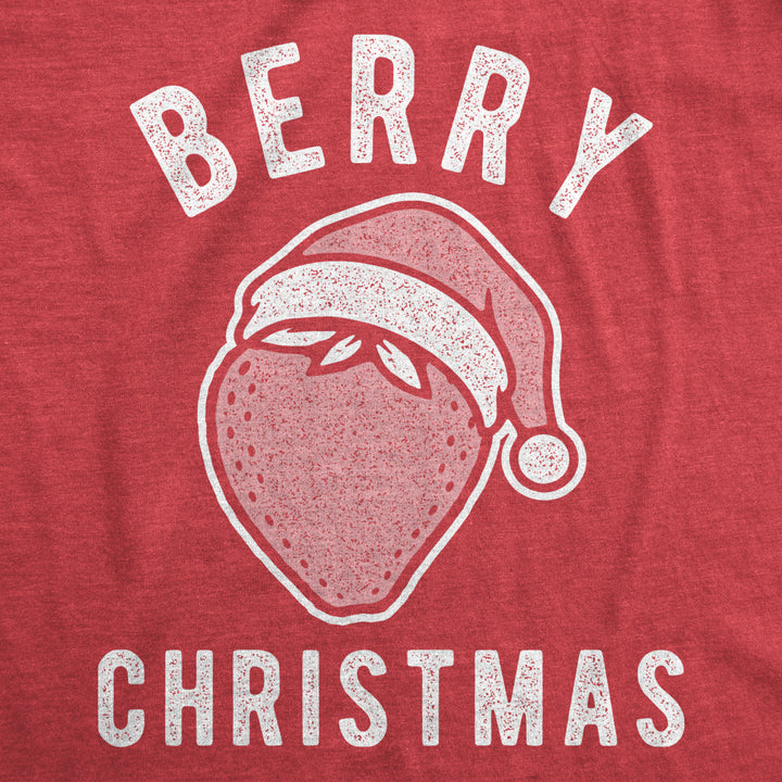 Womens Berry Christmas Tshirt Funny Strawberry Fruit Holiday Party Tee Image 2