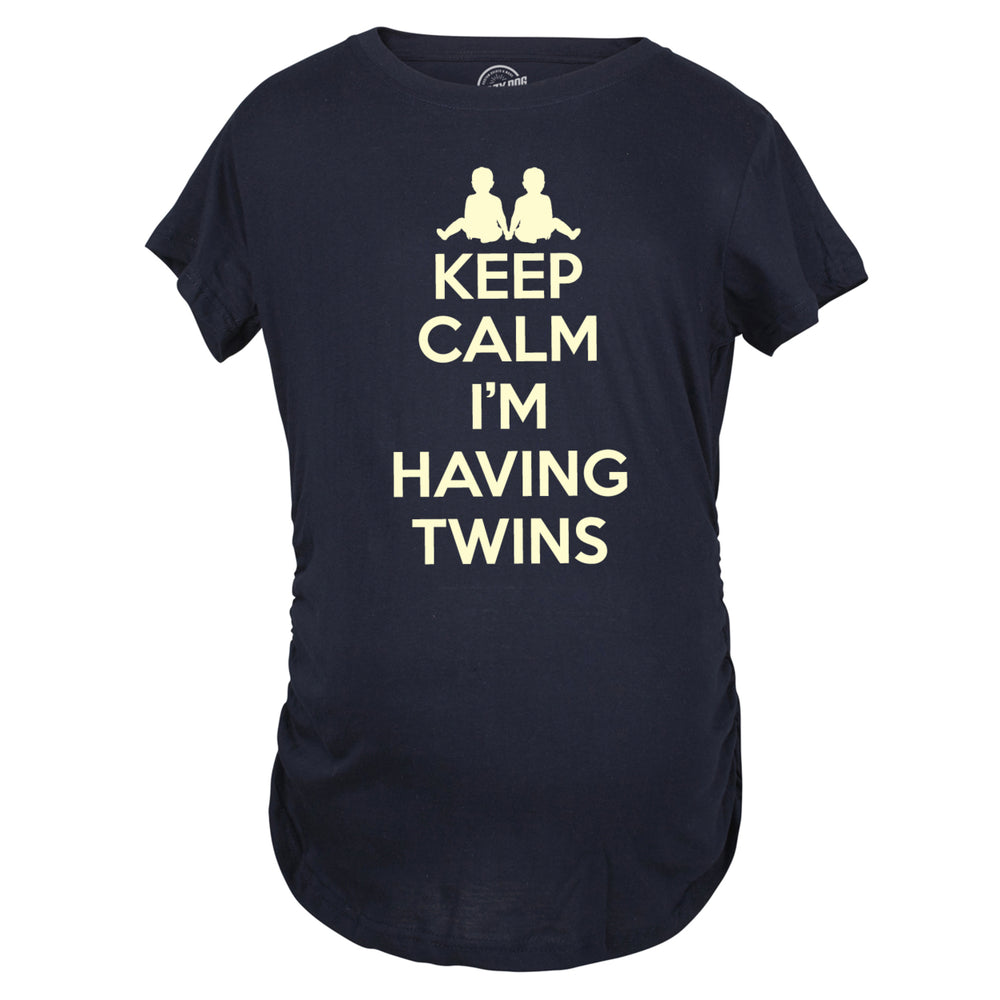 Maternity Keep Calm Im Having Twins T Shirt Cute Funny Pregnancy Announcement Tee Image 2