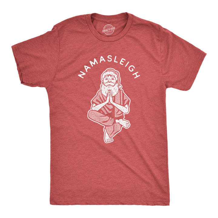 Mens Namasleigh Tshirt Funny Namaste Yoga Meditation Santa Sleigh Christmas Tee Image 1