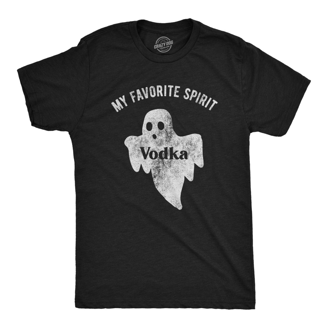 Mens My Favorite Spirit Vodka Tshirt Funny Halloween Ghost Drinking Party Tee Image 1