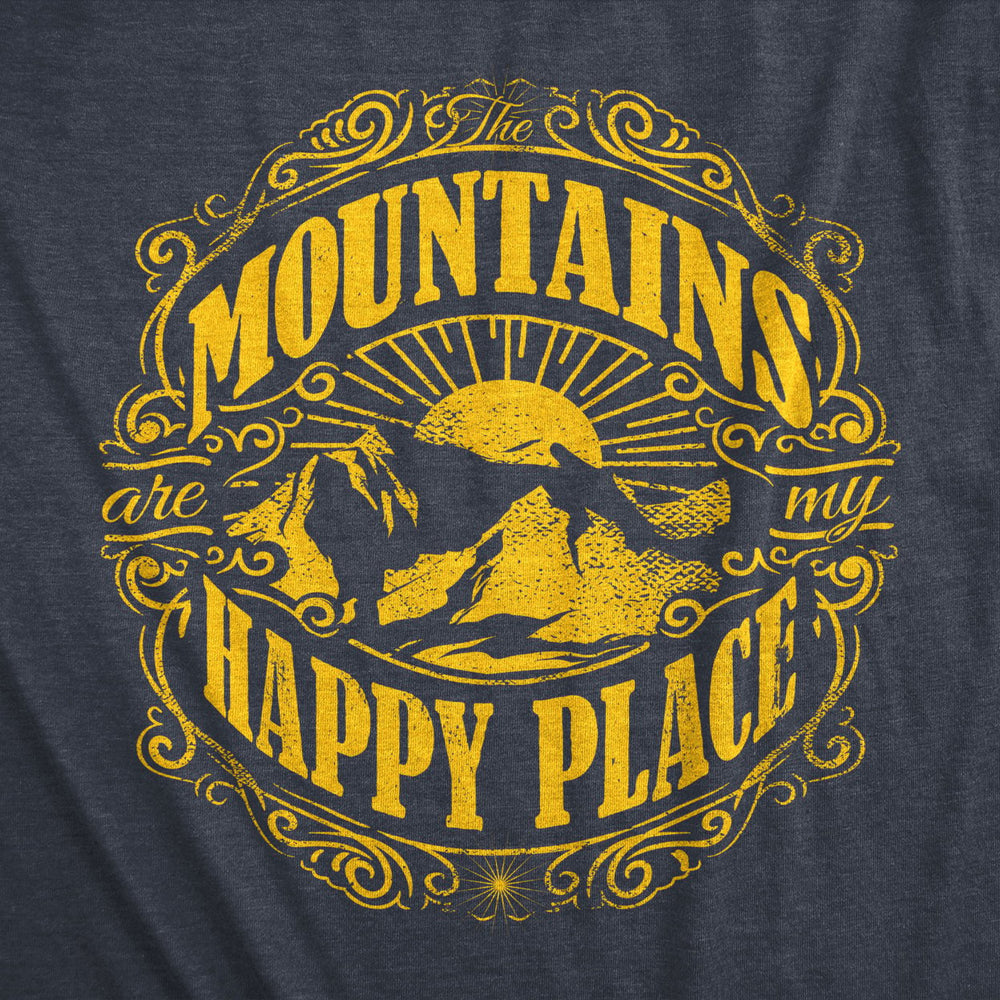 Mens Mountains Are My Happy Place Cool Vintage Rockies Outdoor Nature T shirt Image 2