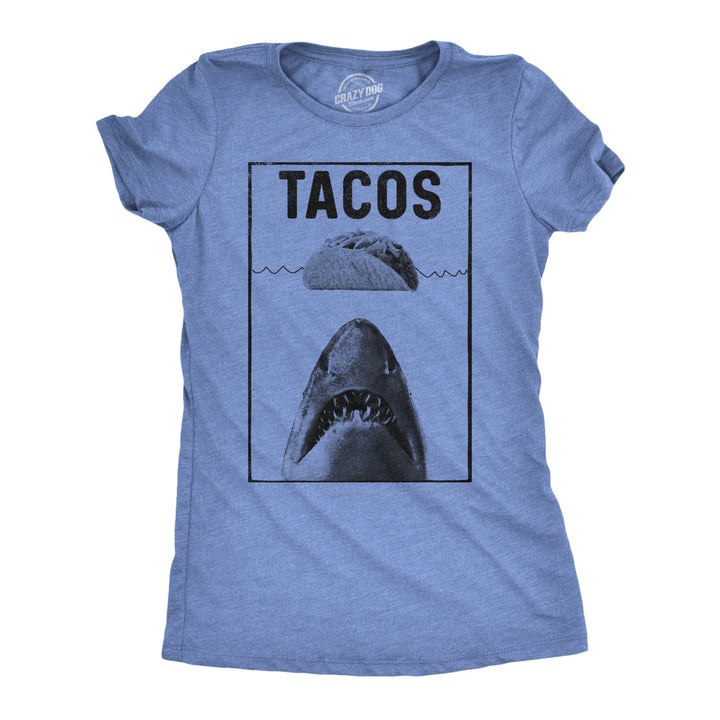 Womens Tacos Shark Tshirt Funny Jaws Tee For Ladies Image 1