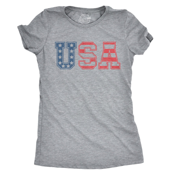 Womens USA Vintage T Shirt 4th Of July Indepence Day Tshirt Patriotic America Image 1