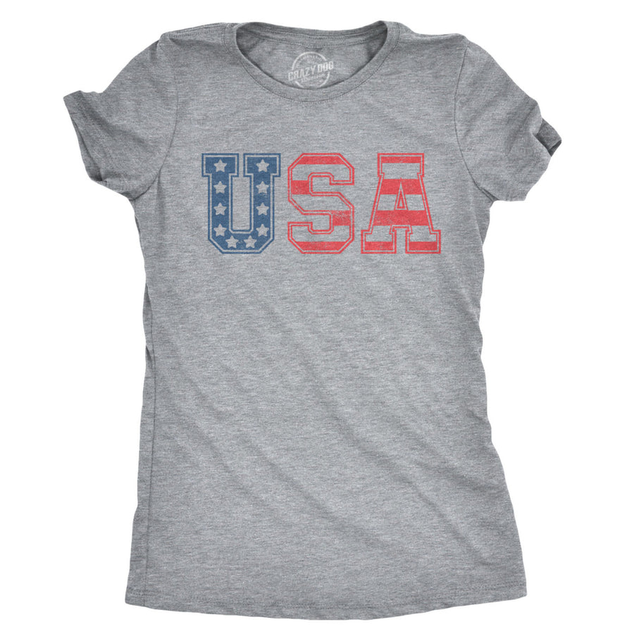 Womens USA Vintage T Shirt 4th Of July Indepence Day Tshirt Patriotic America Image 1