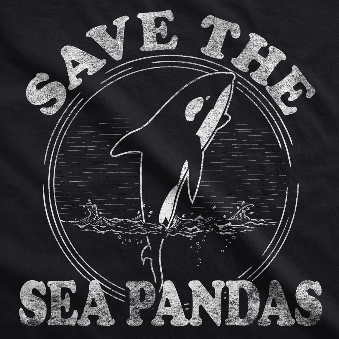 Mens Save The Sea Pandas Funny Whale Orca Dolphin Ocean Life T shirt Image 2