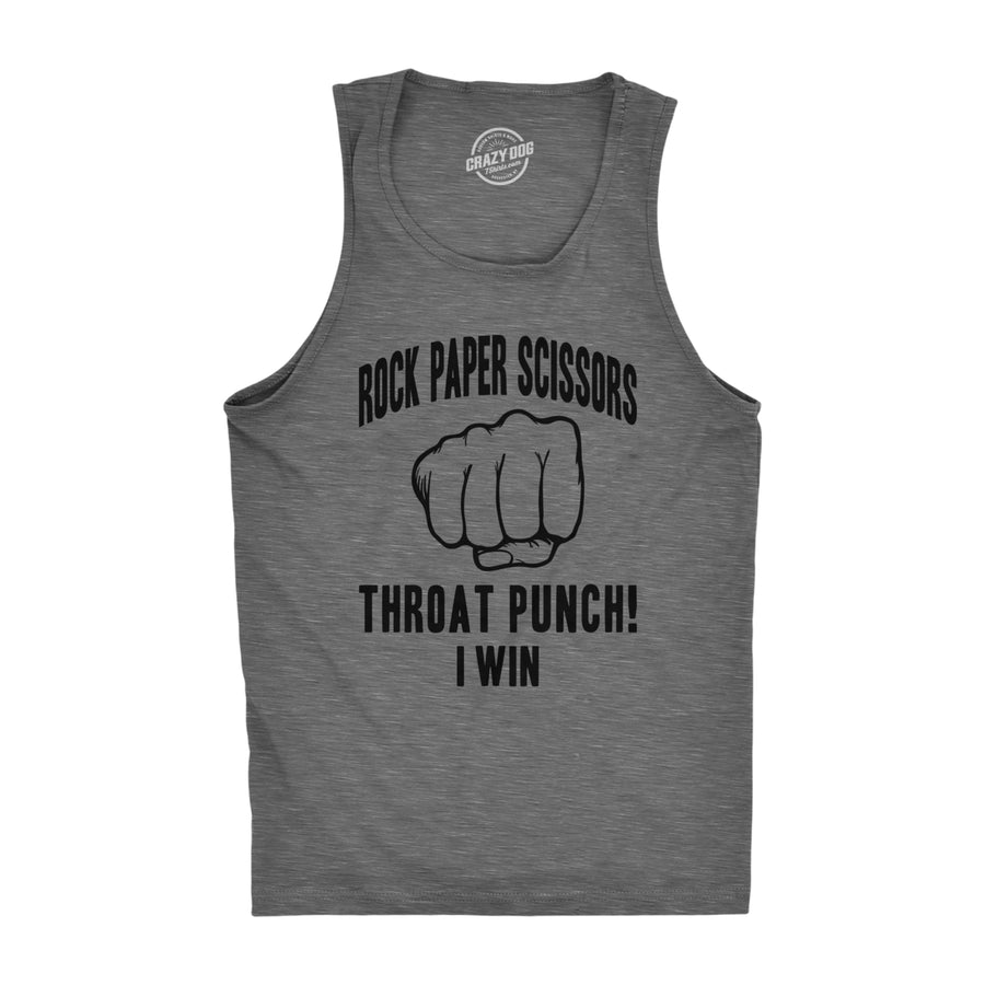 Mens Fitness Tank Rock Paper Scissors Throat Punch Tanktop Funny Sarcastic Humor Shirt Image 1