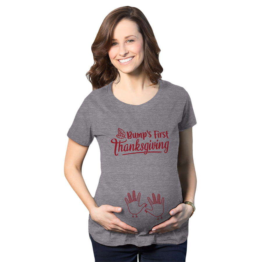 Maternity Bumps First Thanksgiving Tshirt Cute Funny Turkey Day Pregnancy Tee Image 1