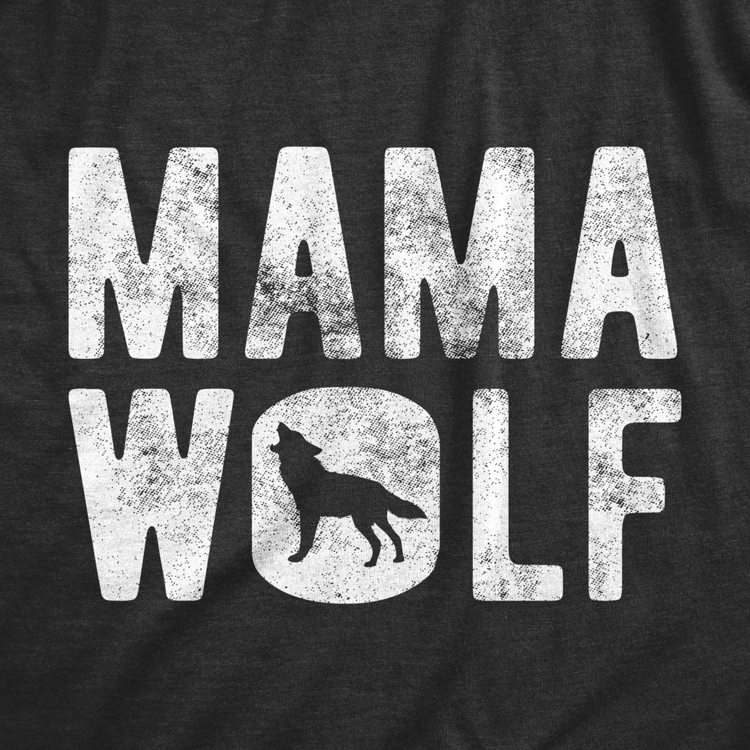 Womens Mama Wolf Tshirt Funny Camping Pack Mothers Day Graphic Novelty Tee Image 2