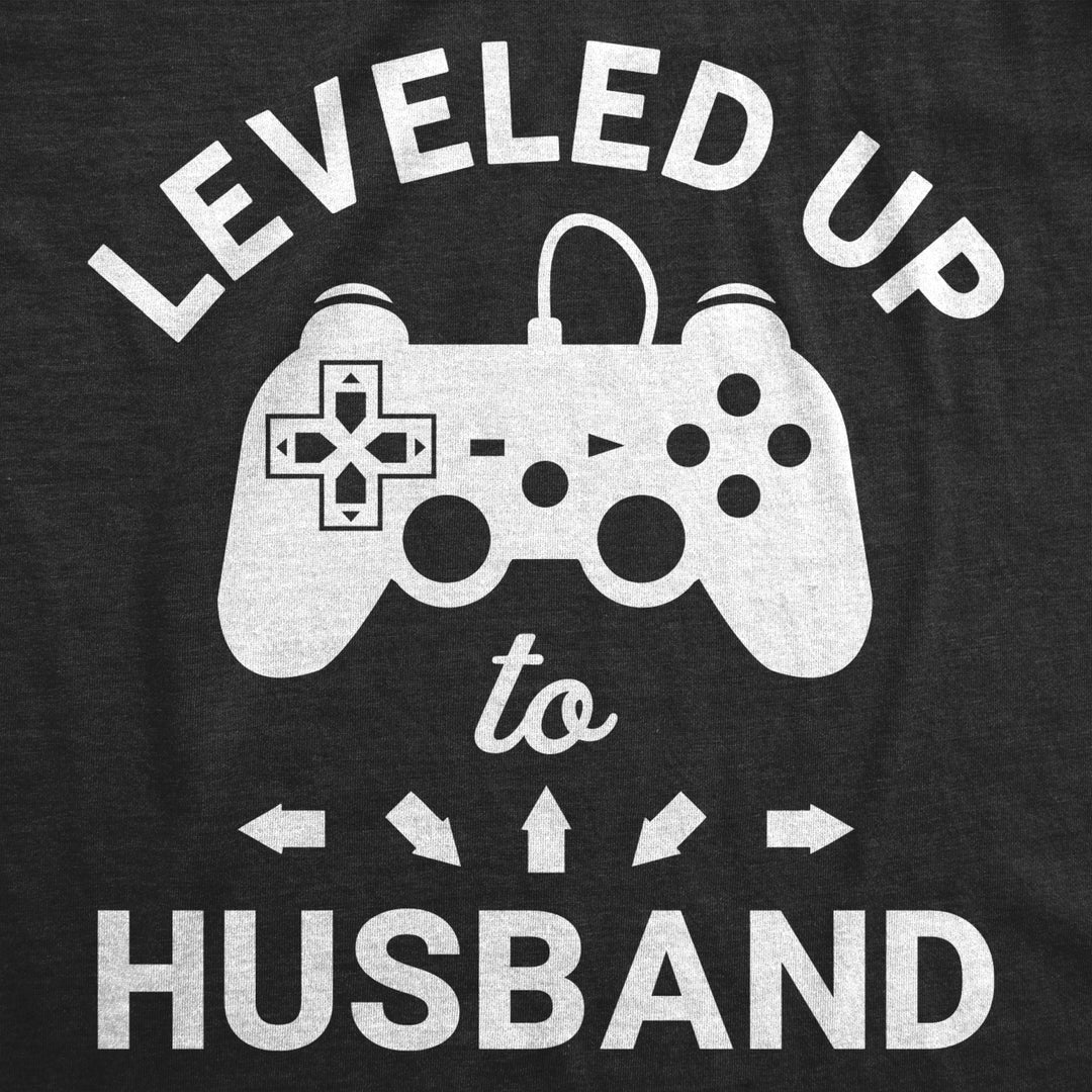 Mens Leveled Up To Husband Tshirt Funny Gamer Video Games Wedding Graphic Novelty Tee Image 2