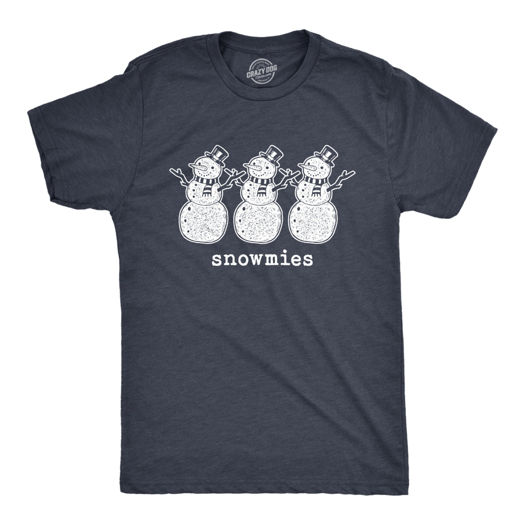 Mens Snowmies Tshirt Funny Snowmen Homies Friends Winter Season Graphic Tee Image 1