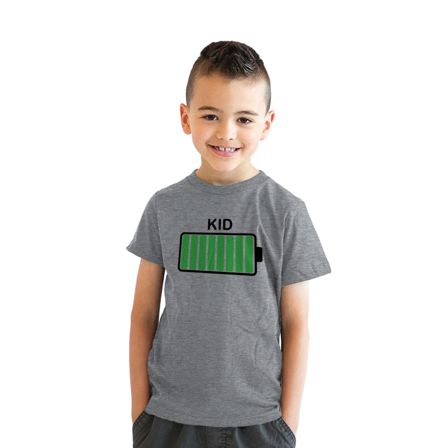 Youth Kid Battery Fully Charged Funny Crazy Kids Parenting T shirt Image 1
