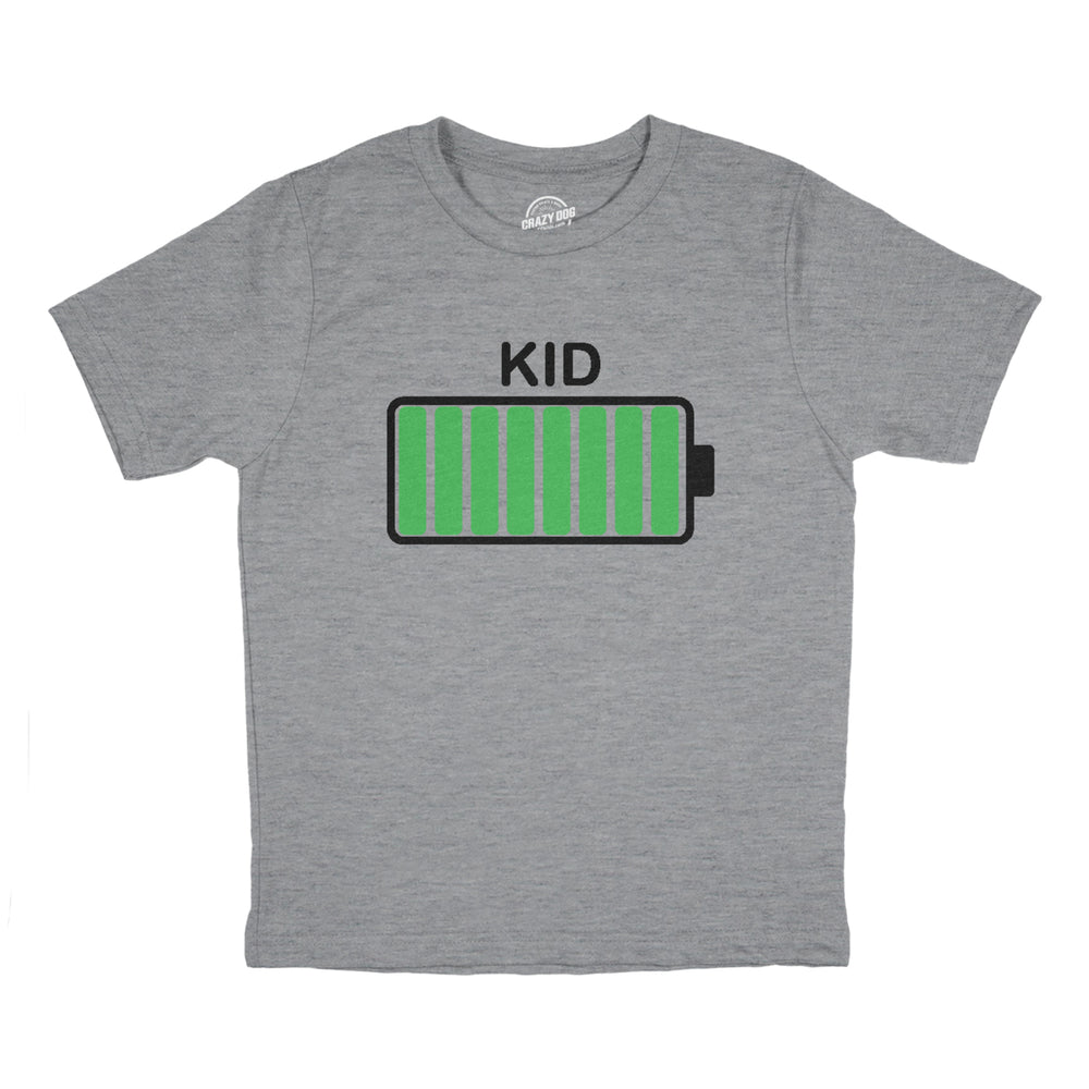 Youth Kid Battery Fully Charged Funny Crazy Kids Parenting T shirt Image 2