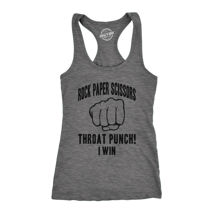 Womens Fitness Tank Rock Paper Scissors Throat Punch Tanktop Funny Sarcastic Humor Shirt Image 1