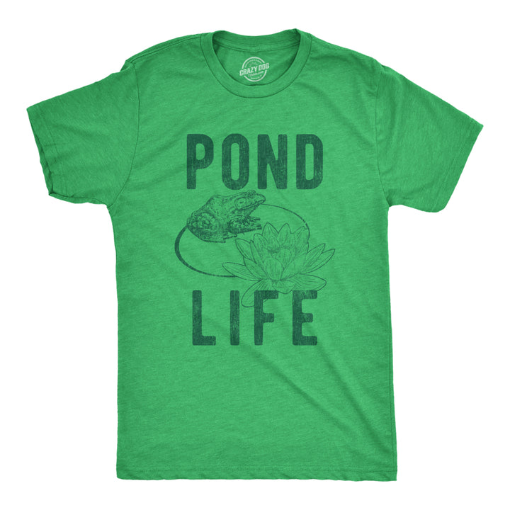 Mens Pond Life Graphic Tshirt Funny Summer Toad Frog Lilypad Novelty Graphic Tee Image 1