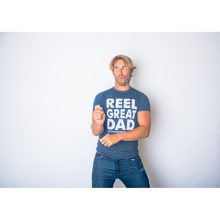 Mens Reel Great Dad T shirt Funny Fathers Day Fishing Tee Gift for Fisherman Image 4