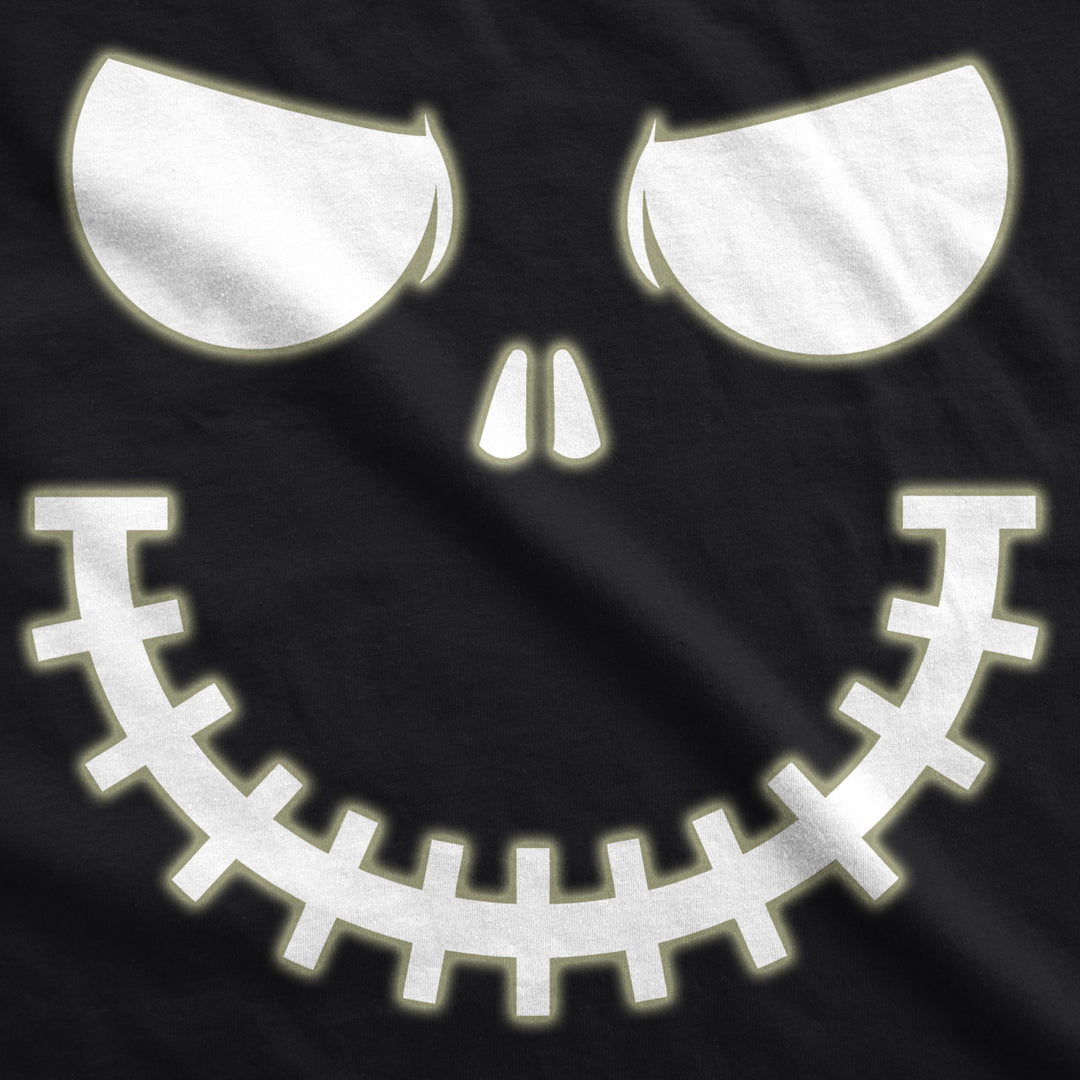 Mens Skeleton Zipper Pumpkin Face Tshirt Glow In The Dark Halloween Tee Image 2