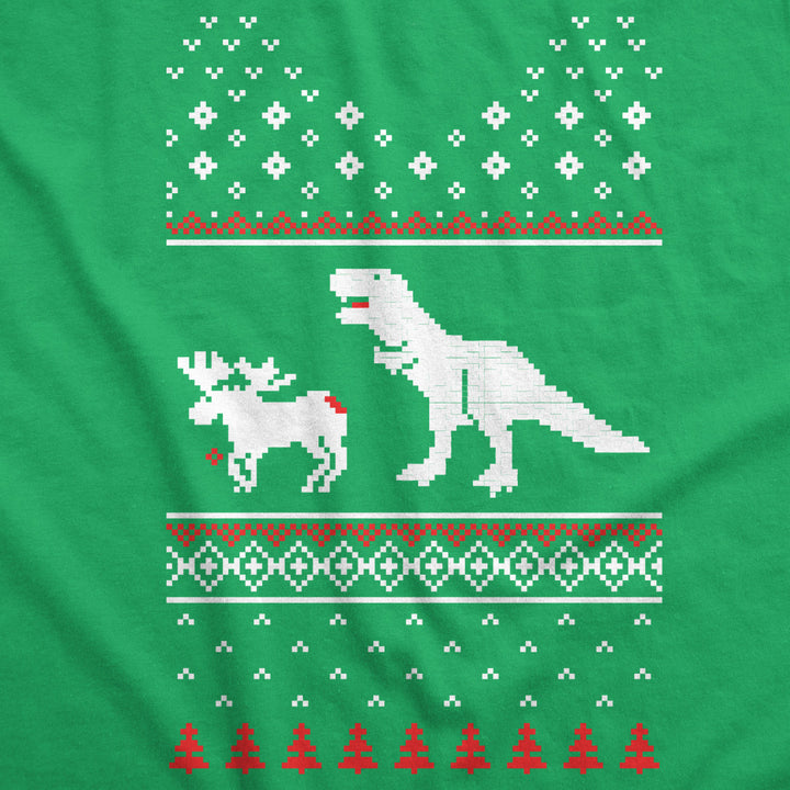 T-Rex Attack Moose Ugly Sweater Sarcastic T Shirt Funny Christmas Gift Sarcasm Image 2