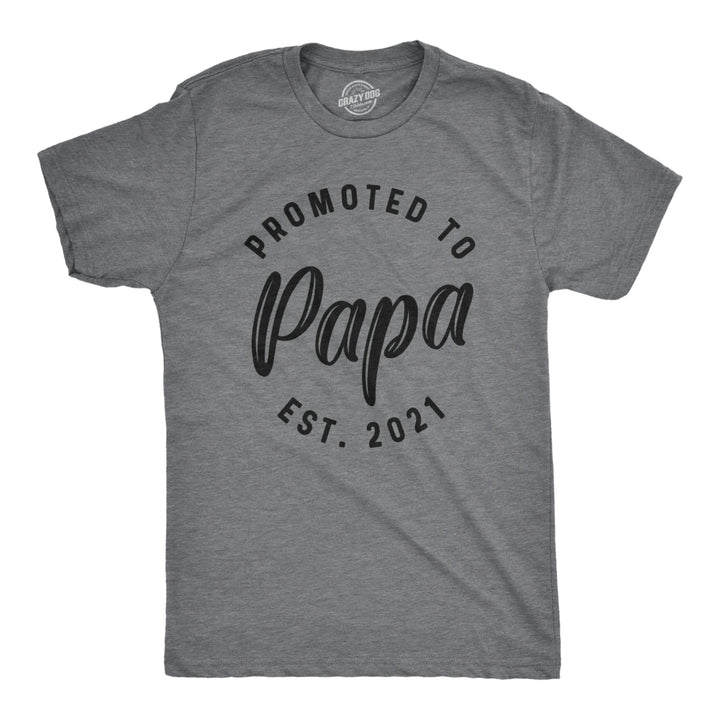 Crazy Dog Mens Promoted To Papa 2024 2023 2022 2021 Graphic T Shirt New Baby Family Tee Image 1