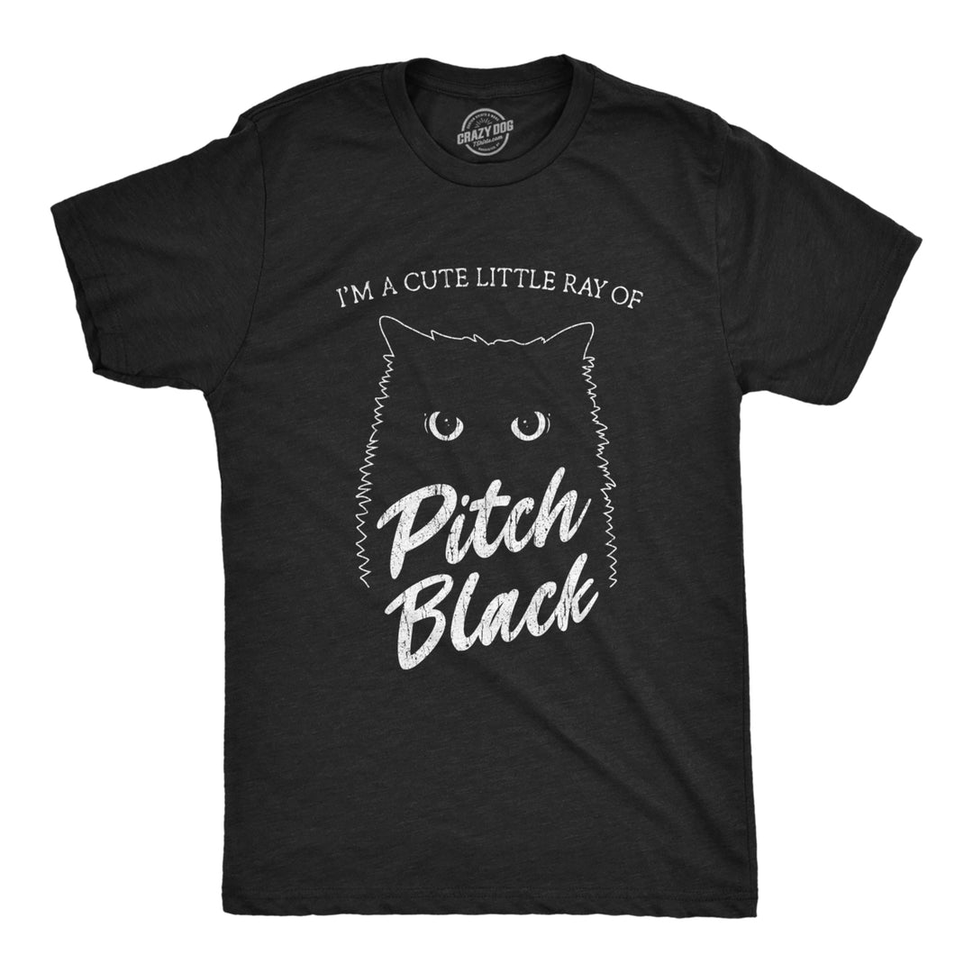 Mens Im A Cute Little Ray Of Pitch Black Tshirt Funny Pet Cat Kitty Halloween Graphic Novelty Tee Image 1