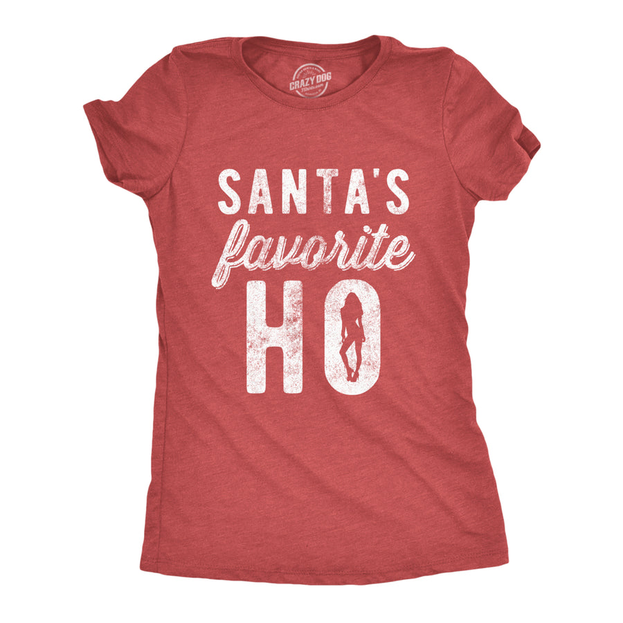 Womens Santas Favorite Ho Tshirt Funny Christmas Party Naughty Or Nice Graphic Tee Image 1