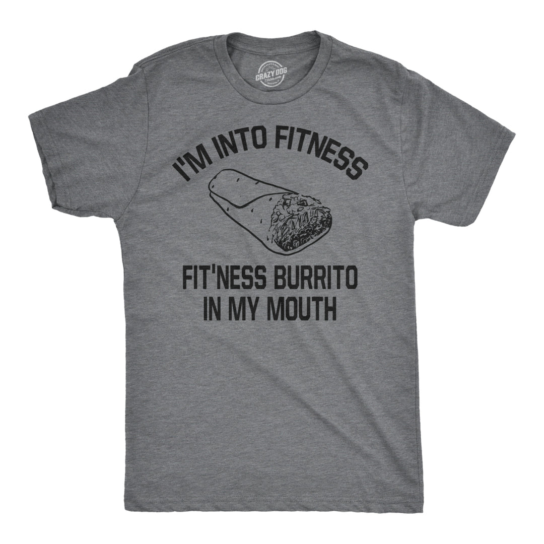 Mens Fitness Burrito Funny Gym T shirt Sarcasm Hilarious Workout Novelty Tees Image 1