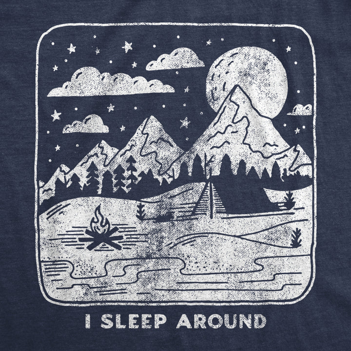 Womens I Sleep Around Tshirt Funny Outdoor Adventure Camping Graphic Tee Image 2