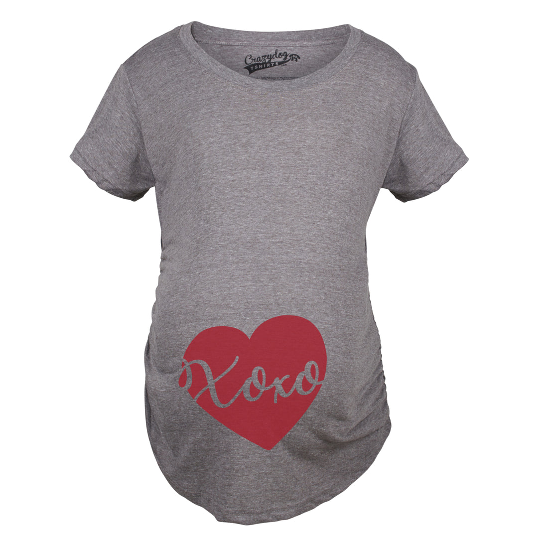 Maternity Xoxo Script Heart Cute Pregnancy Announcement T shirt Image 1