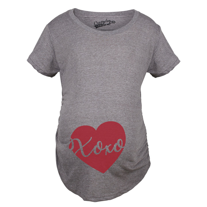 Maternity Xoxo Script Heart Cute Pregnancy Announcement T shirt Image 1