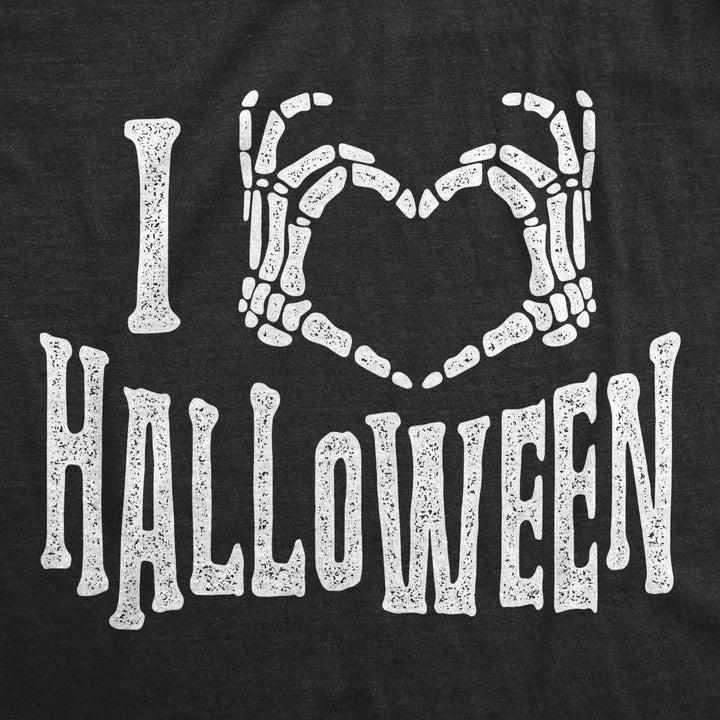 Womens I Heart Halloween Tshirt Funny Love Skeleton Heart Hands Graphic Tee Image 2