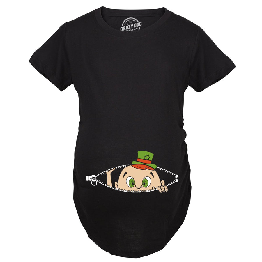 Maternity Peeking St Patricks Day Baby Funny T Shirt Saint Patty Pregnancy Image 1