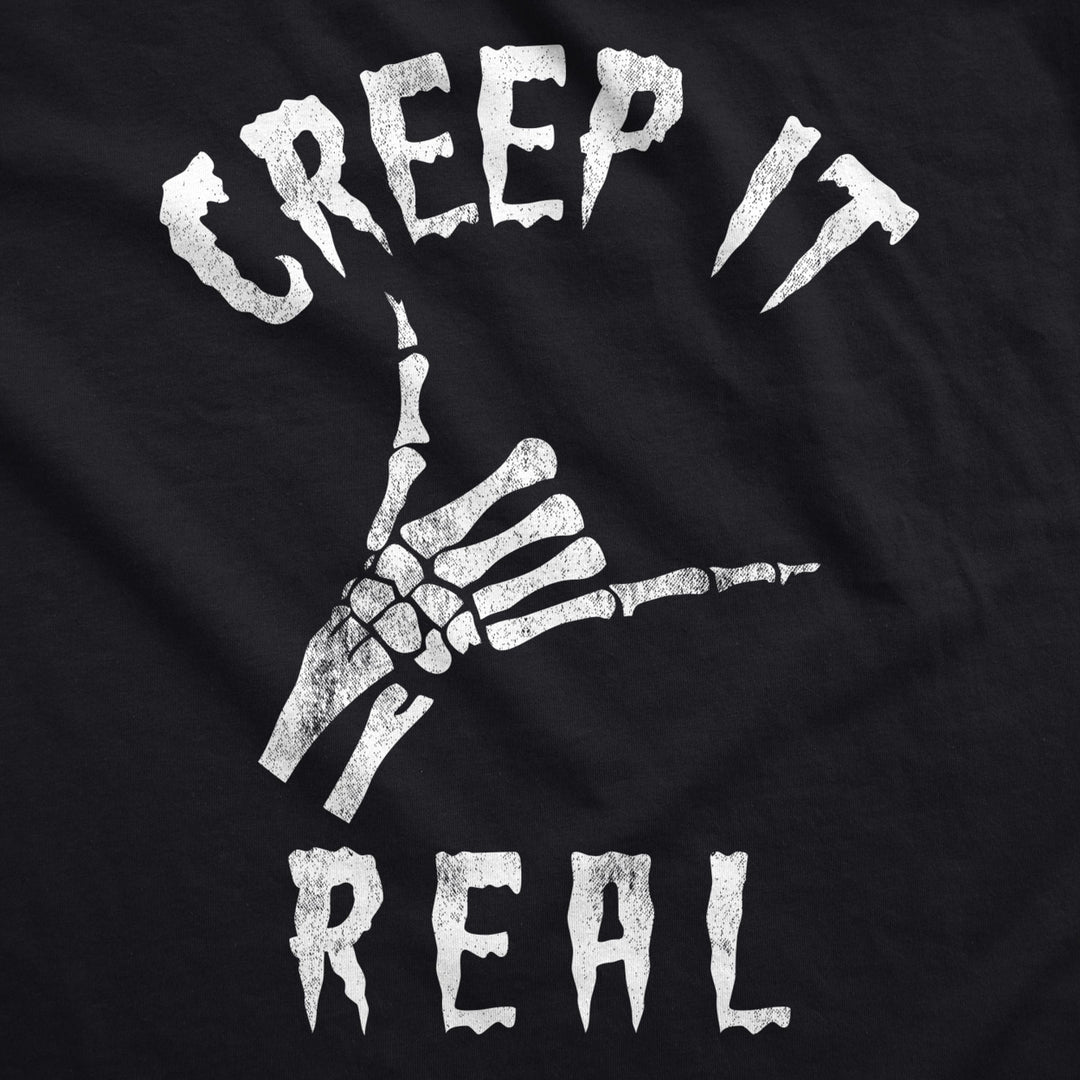 Mens Creep It Real Tshirt Funny Skeleton Halloween Shaka Tee Image 2