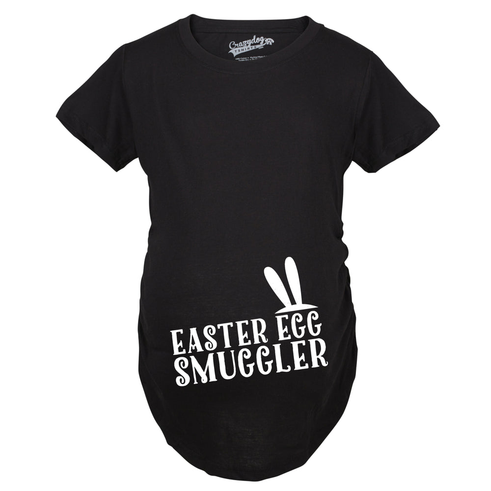 Maternity Easter Egg Smuggler Bunny Ears Spring Pregnancy Announcement T Shirt Image 2