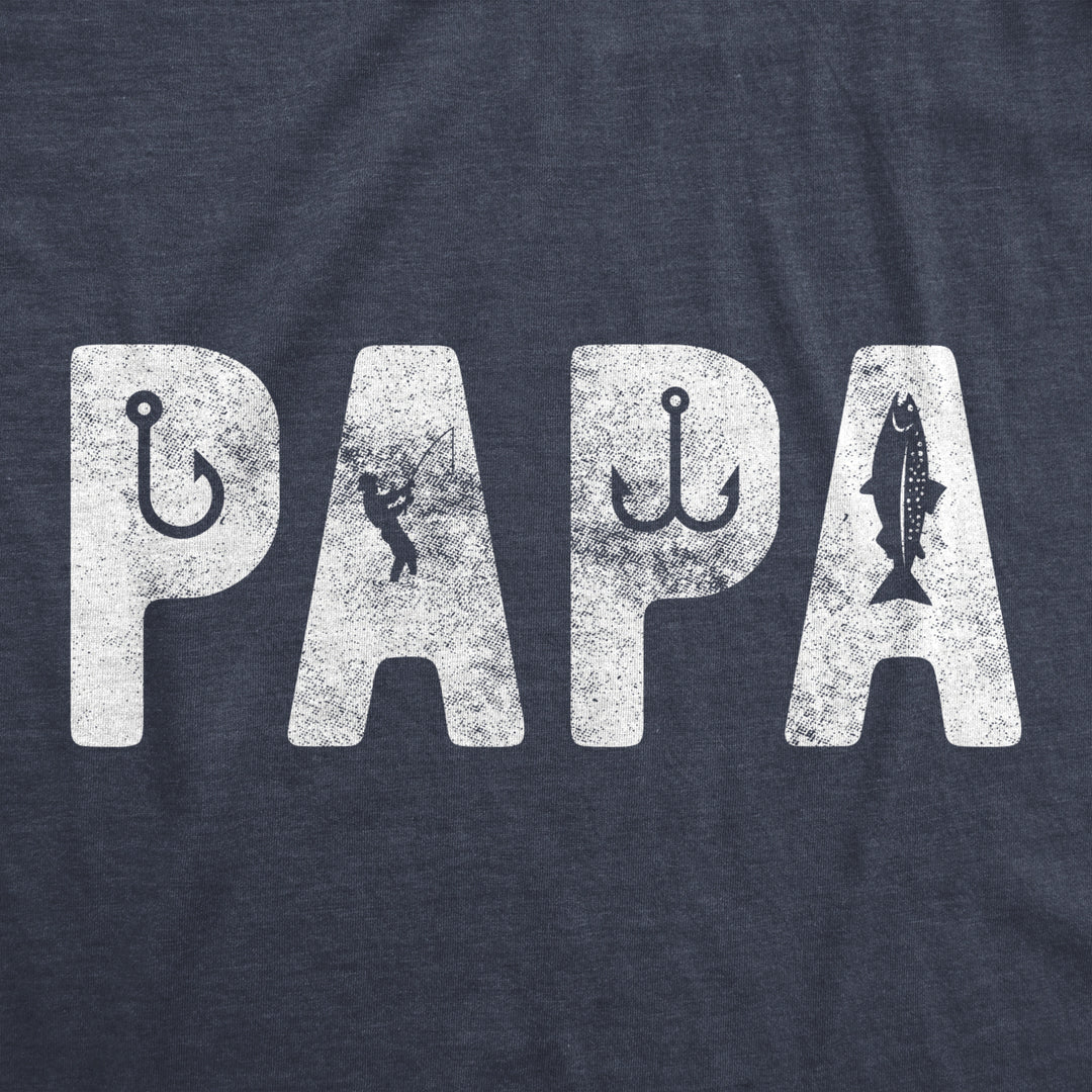 Mens Papa Fishing Tshirt Funny Fathers Day Outdoor Fisherman Graphic Tee Image 2