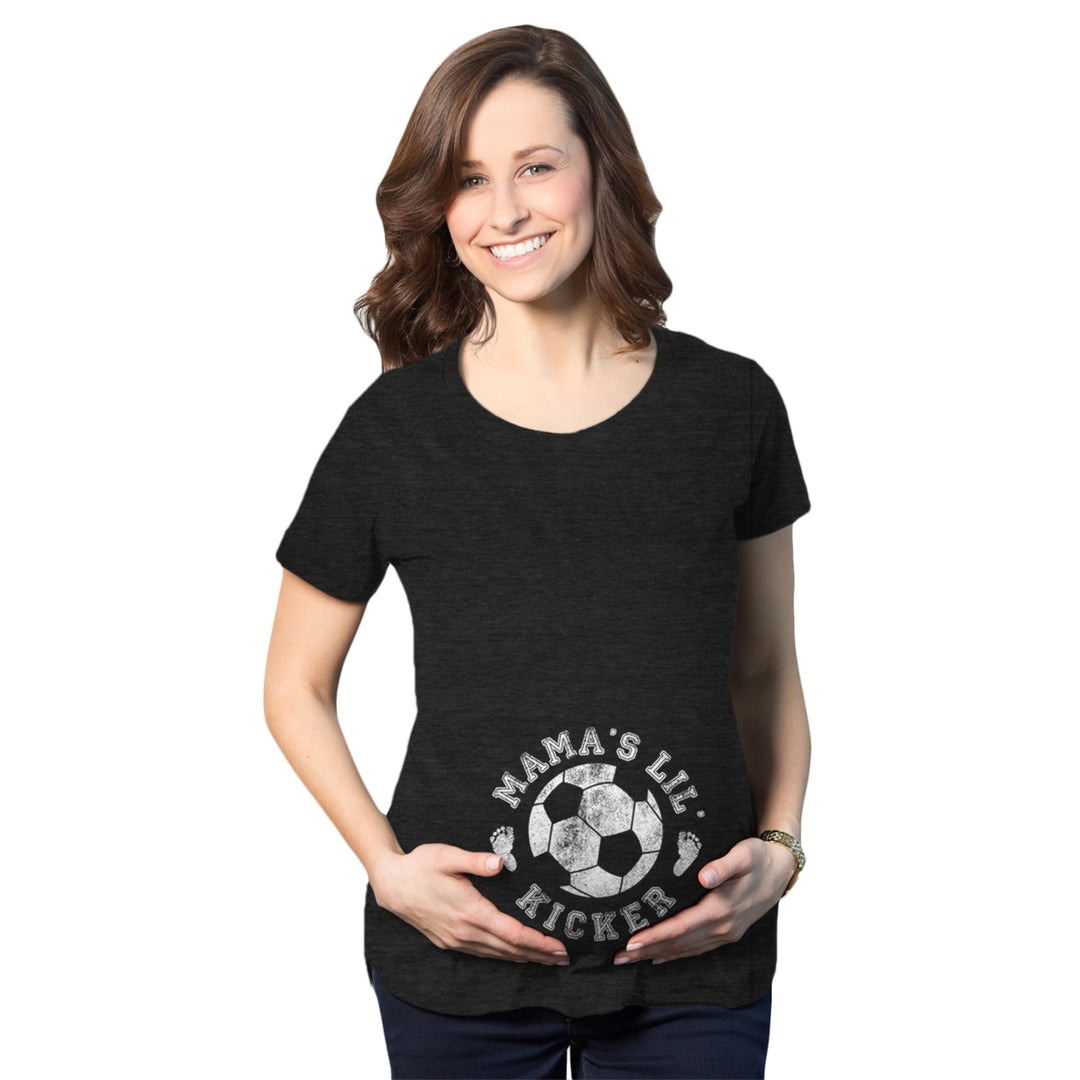 Maternity Mamas Little Kicker Tshirt Cute Soccer Pregnancy Tee Image 1