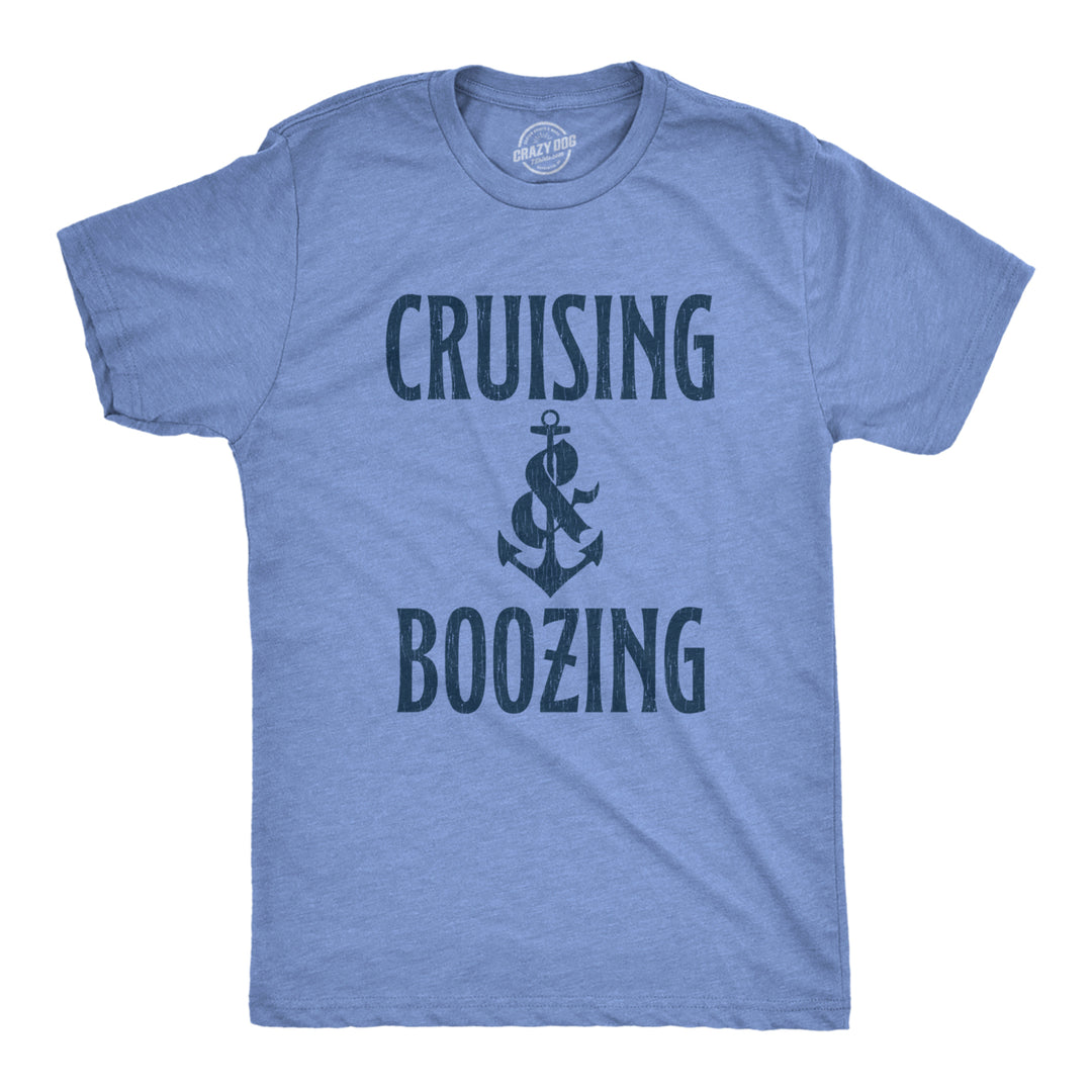 Mens Cruising And Boozing Tshirt Funny Ocean Cruise Family Vacation Drinking Graphic Tee Image 1