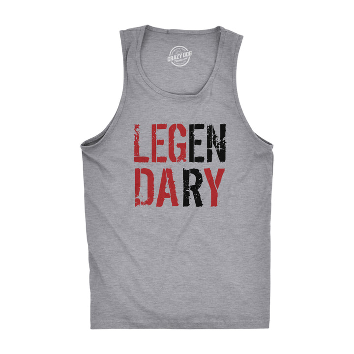 Mens Legendary Leg Day Tank Top Funny Lifting Workout Exercise Shirt Image 1