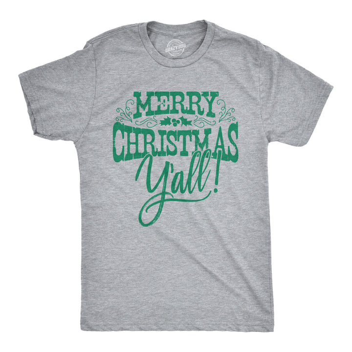 Mens Merry Christmas Yall Tshirt Cute Holiday Tee For Guys Image 1