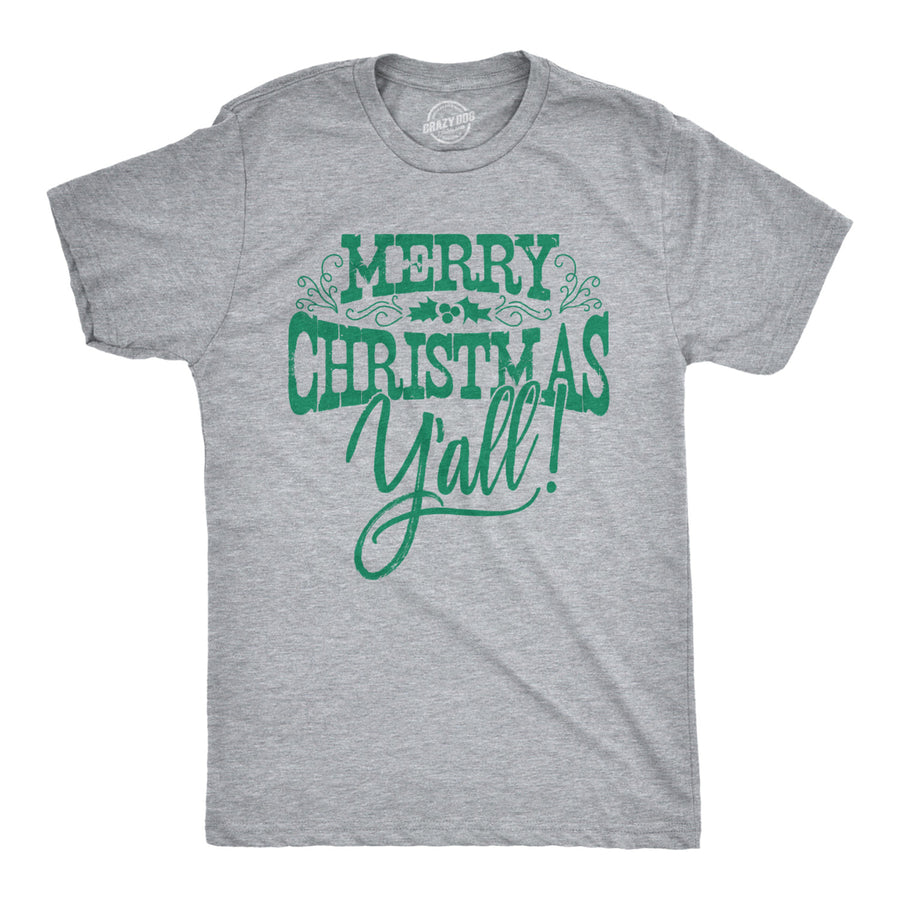 Mens Merry Christmas Yall Tshirt Cute Holiday Tee For Guys Image 1