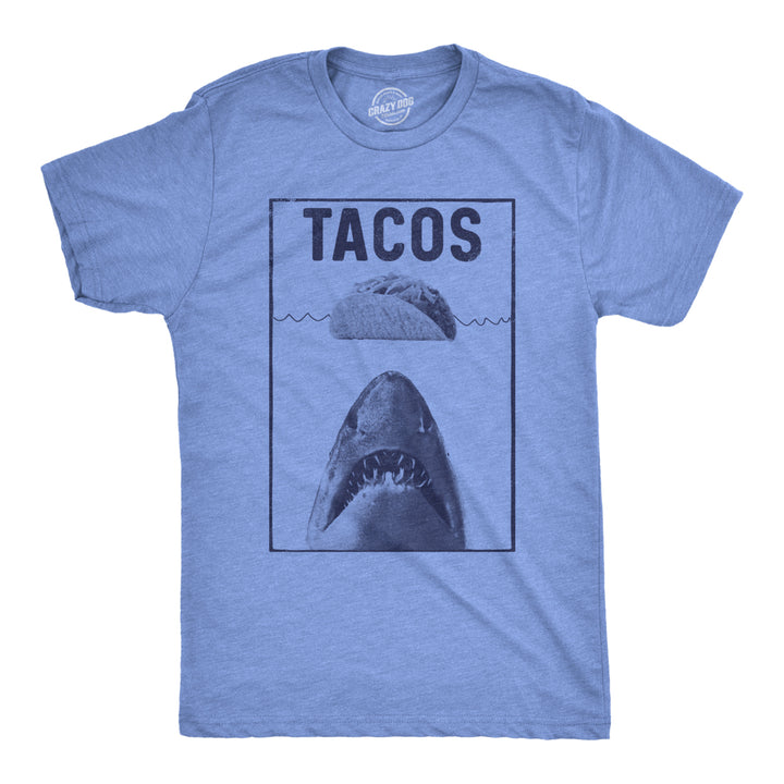 Mens Tacos Shark Tshirt Funny Jaws Tee For Guys Image 1