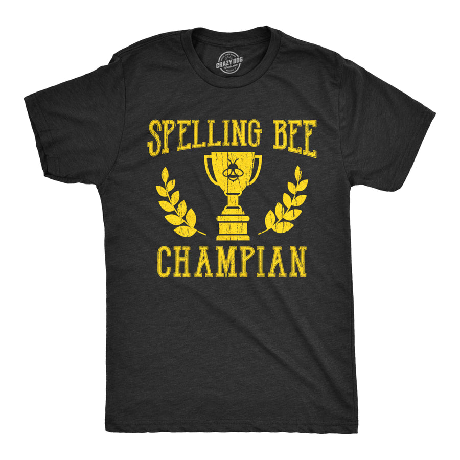 Mens Spelling Bee Champian T shirt Funny Nerdy Geek Hilarious Novelty Tee Image 1