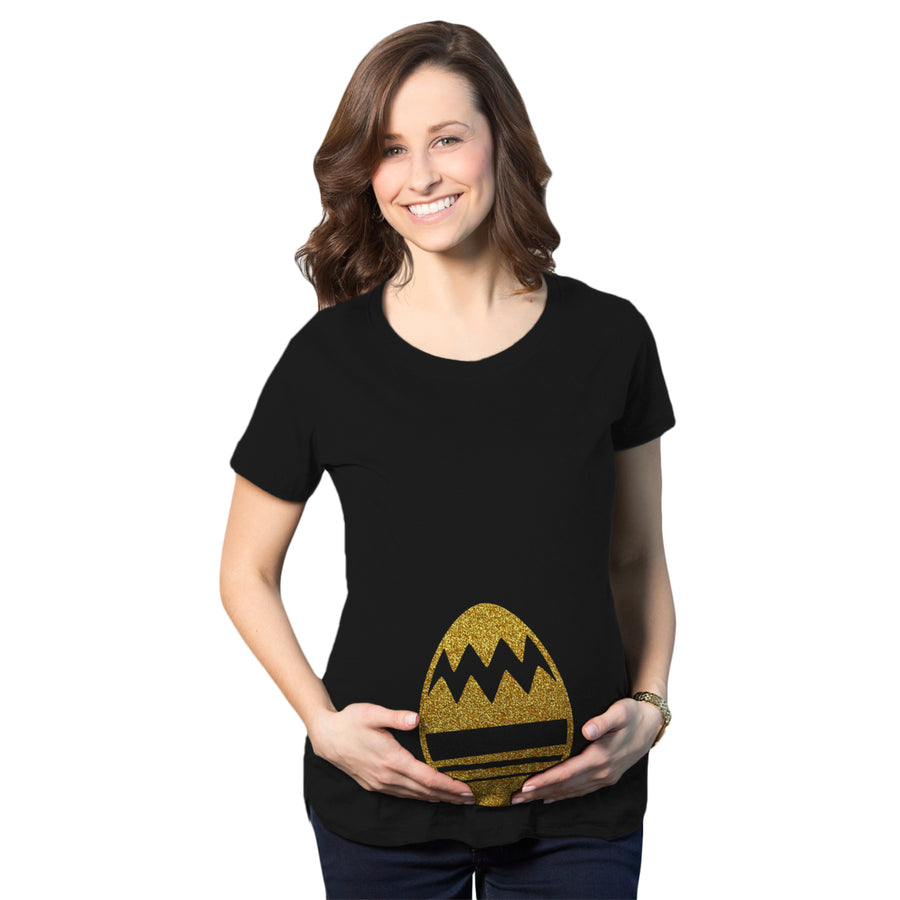 Maternity Golden Easter Egg Bump Funny Baby Pregnancy Announcement T Shirt Image 1